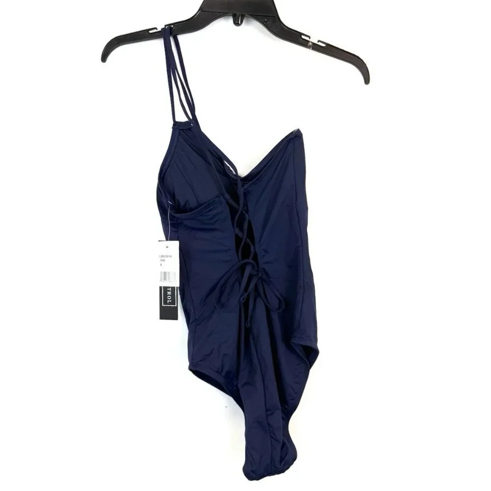La Blanca Women’s Blue One Shoulder One Piece Swimsuit Size 8